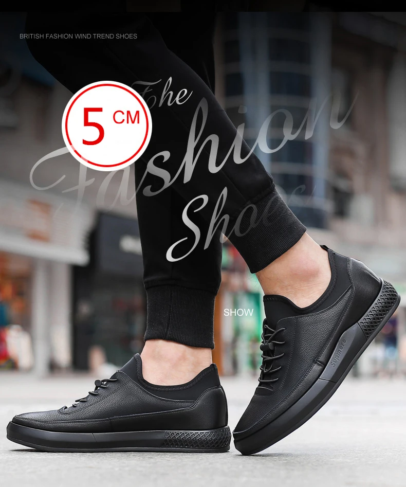 Misalwa/повседневные мужские кроссовки из кожи, увеличивающие рост, на 5 см; мужская обувь, увеличивающая рост; повседневная обувь на толстой подошве для молодых мужчин; сезон весна-осень
