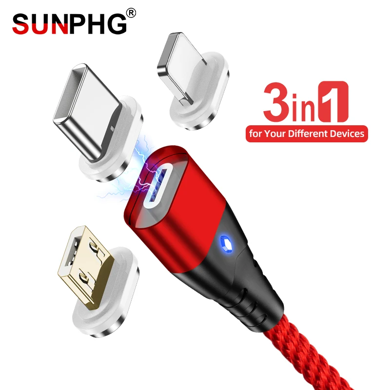 SUNPHG 3A المصغّر usb كابل مغناطيسي سريع محول الشحن الهاتف المحمول سلك سلك Microusb الروبوت شاحن بيانات ل غالاكسي Xiaomi