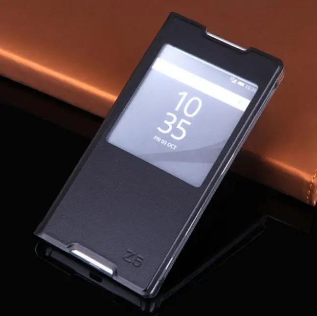 

FGHGF for Sony Xperia Z5 Window Case Leather Flip Cover Sony Z5 View Case Phone Shell E6603 E6633 E6653 E6683 Full Capa Z5