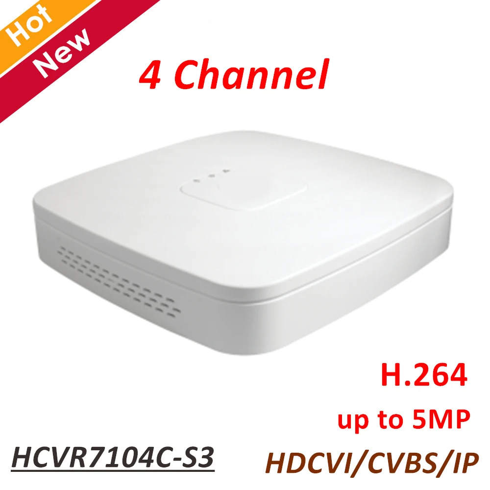 

New 4ch HCVR Support HDCVI CVBS IP video inputs H.264 each channel up to 5MP Smart Search 4 Channel HCVR7104C-S3