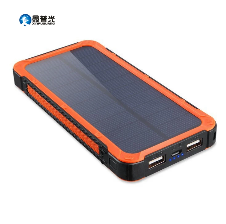 

Xinpuguang 20000mAh Solar Power Bank Orange Green Mobile Charger 2 USB Ports Portable Charger for Smart Phone Battery Light