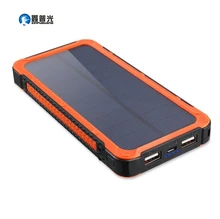Xinpuguang 20000mAh Solar Power Bank Orange Green Mobile Charger 2 USB Ports Portable Charger for Smart Phone Battery Light