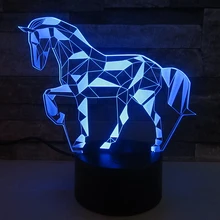 Акрил 3D стерео видения лампы лошадь подкладке Декоративные светильники 7 цветов дистанционное изменение сенсорный выключатель Спальня ночники