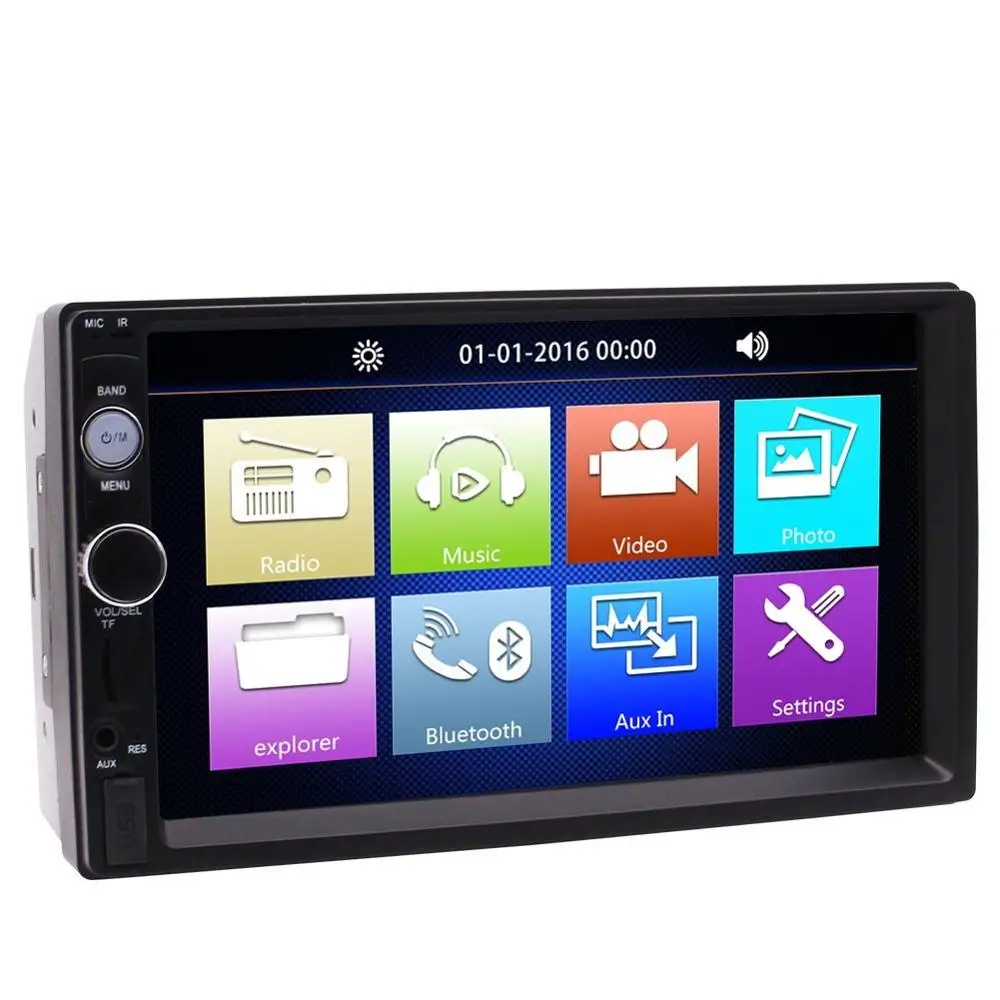 

7'' 2 Din Car Radio MP5 Player In-Dash Bluetooth Audio Receiver Multi Button Colors FM AUX Steering Wheel Control No DVD Player
