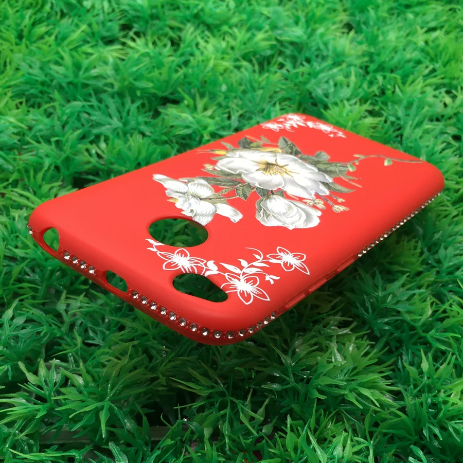 Новые Стразы чехол для Xiaomi Redmi 4X Тонкий 3D рельефный узор защитный + закаленное