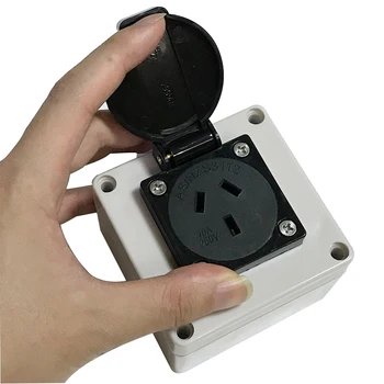 

83*81*56mm Outdoor Waterproof Power Socket Australia New Zealand Anti-rain Rain Industrial Socket With Box IP44/IP66 20A 125V