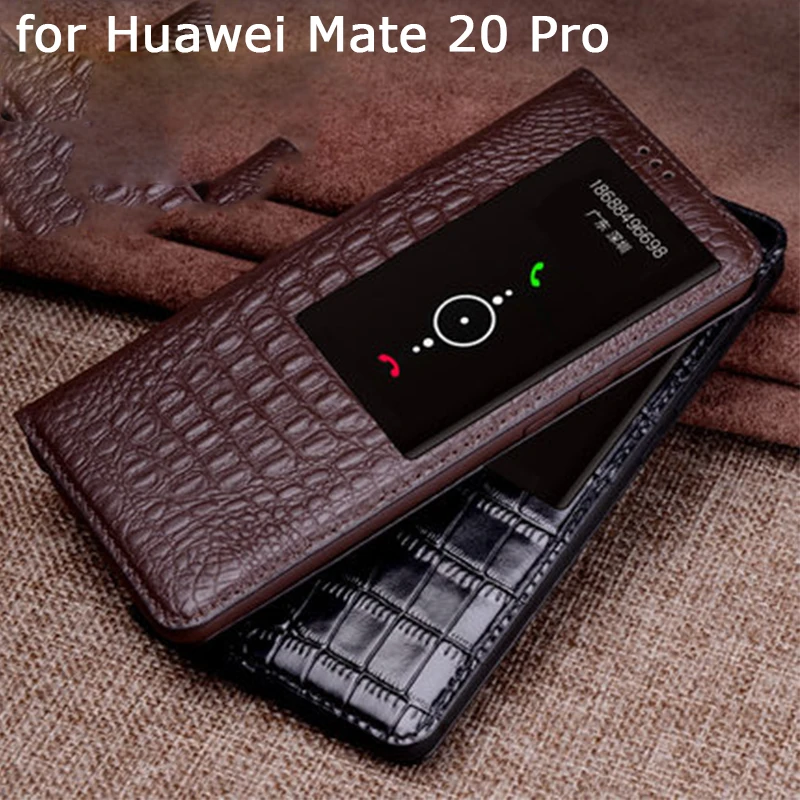 Роскошный умный вкл/выкл чехол для huawei mate 20 Pro, чехол из натуральной кожи для huawei mate 20 X, защита экрана из закаленного стекла