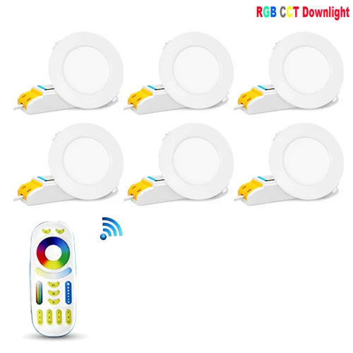 RGB CCT 6 Вт Dimmable светодиодный светильник Mi Light 2,4 г сенсорный пульт дистанционного управления 4 зоны беспроводной контроллер FUT092 FUT068 круглый светильник AC85-265V - Испускаемый цвет: 1 Remote 6 Lights