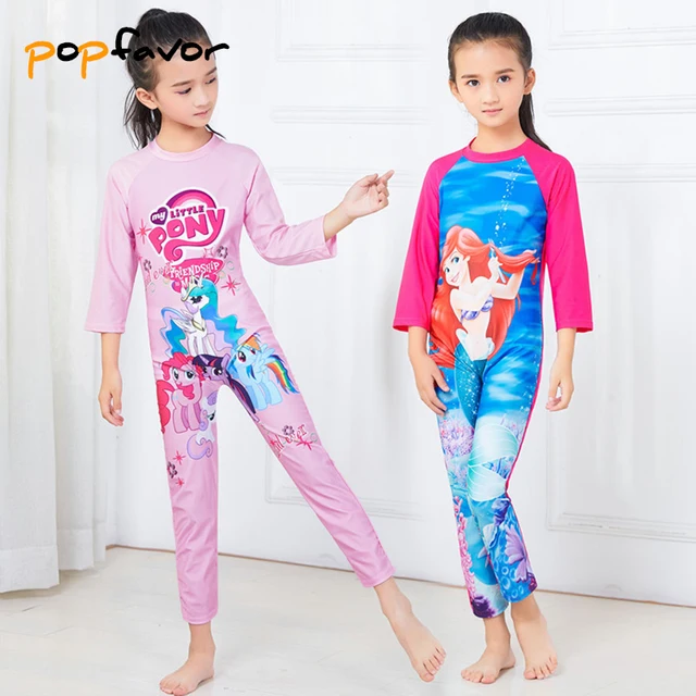 Special Offers POPFAVOR Brand Girl's One Piece Swimsuit Long Sleeved Children Swimwear Children's Sun Protection Clothing Bodysuit Swimsuit 