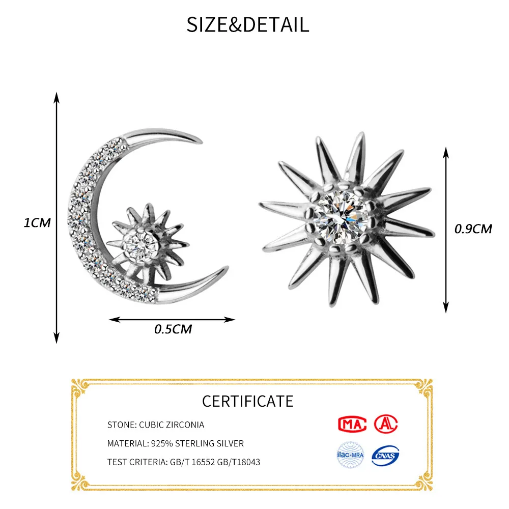 INZATT, настоящее 925 пробы, серебро, циркон, луна, милые серьги-гвоздики, для модных женщин, хорошее ювелирное изделие, модные, аксессуары, подарок