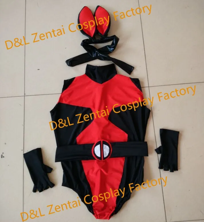 Free Shipping DHL Real Photo Sexy Bunnysuit Deadpool Zentai Catsuits Lycra Spandex Halloween Costume One Piece Suit SH112309 (2)