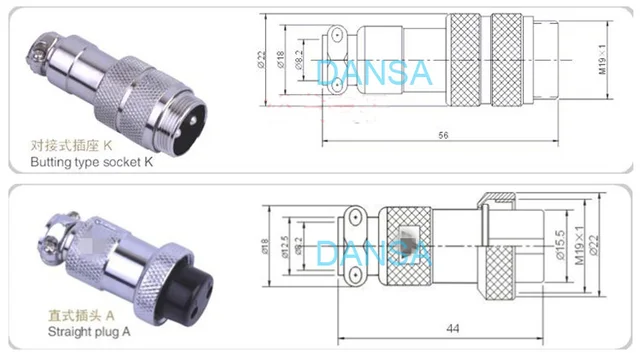 4 Pin Aviation Connector Câble imperméable à l'eau GX20 Homme Droit