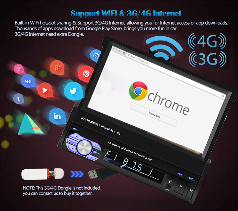 Best 7" 1 Din Android 9.1 Car Radio GPS Navigation Autoradio HD Retractable Touch Screen Car Multimedia Player SD FM AM USB 3 Best 7" 1 Din Android 9.1 Car Radio GPS Navigation Autoradio HD Retractable Touch Screen Car Multimedia Player SD FM AM USB 3