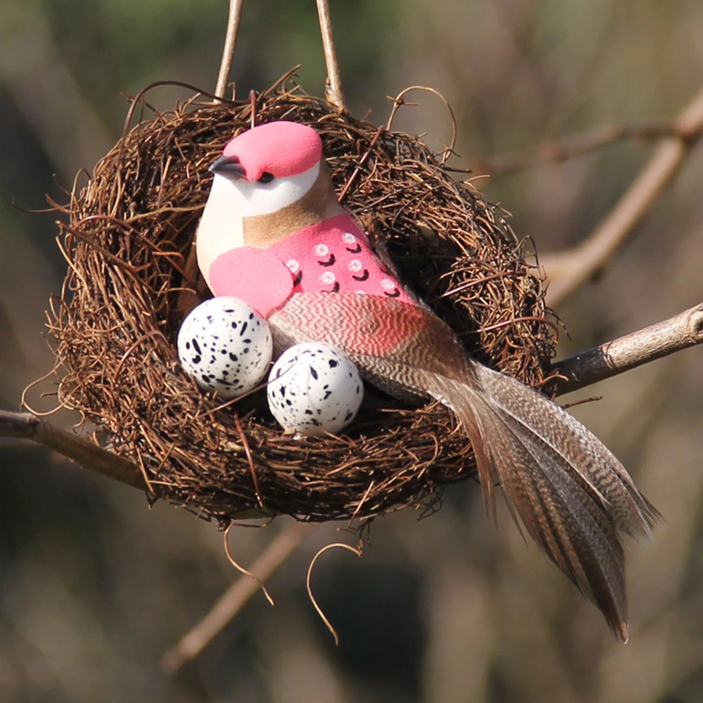 

Craft Garden Props Home Handmade Big Round Table Decor Rattan Party Supplies Bird Nest Set Easter Simulation Window Display