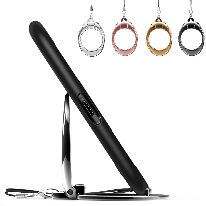 

Universal 2 In 1 Foldable Ring Phone Holder Lanyards Finger Buckle Cell Phone Grip Strap Metal Ring Desk Stand For Cell Phone