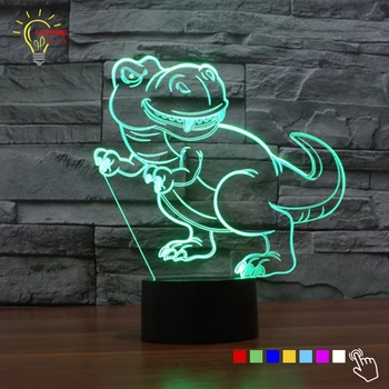 

Color Change Dinosaur Shape 3D Acrylic LED Night Lights Table Lamp Lampada LED Lighting Toys Gift for Boys Kids Drop Ship