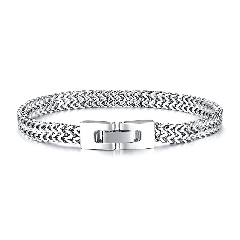 Панк Рок Серебро Цвет Нержавеющая сталь Франко звено цепи браслеты для мужчин повседневное ювелирные изделия подарок