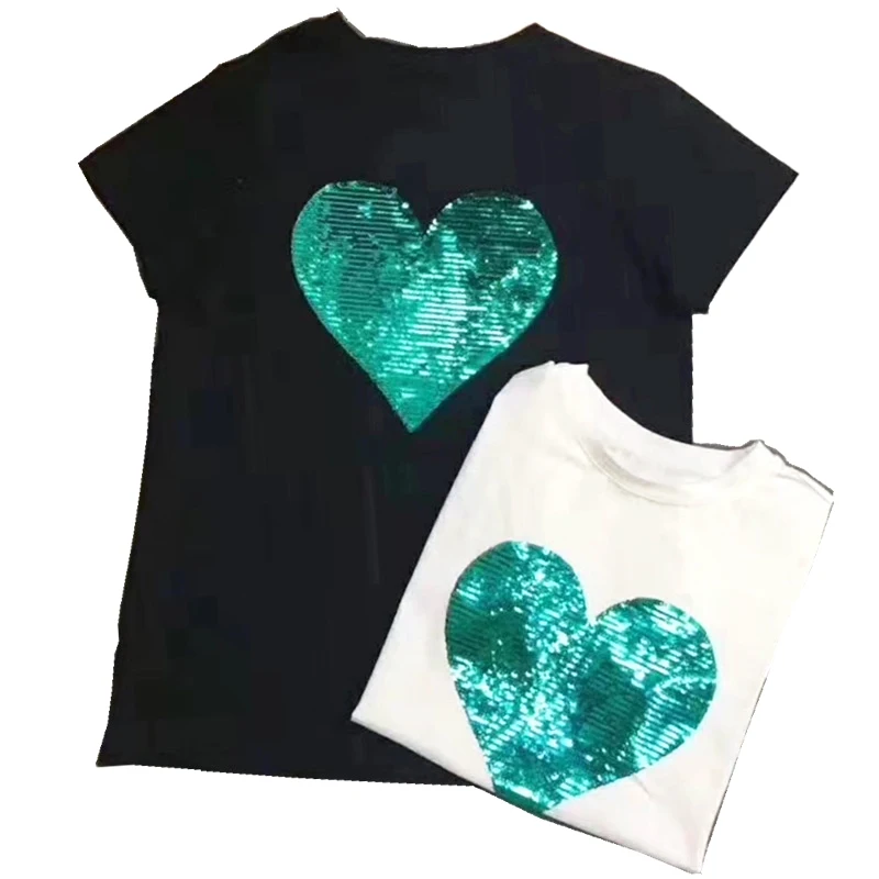 

heart Reversible Change Sequins Sew On Patches for clothes Kids Boy Girl T Shirt Coat Embroidered Reverse Patch Applique