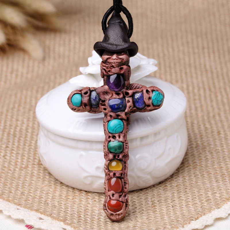 

Northern Europe Old Master Cross Seven Chakra Scepter Cosmic energy Crystal Pendant marriage Love Career Fortune Official Career
