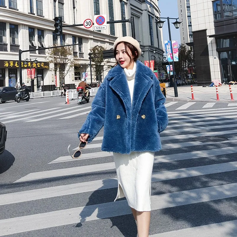 Discount Leopard Short Fashion Real Lamb Fur Coats Women Casual Thick Warm Natural Sheep Fur Coat Ladies Lapel Shearling Jacket Female 11