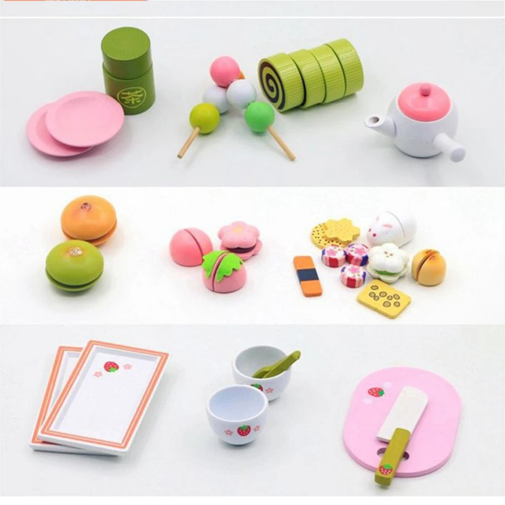 

Kids DIY Pink Simulation Cake Fruit Kitchen Food Cutting Toy Set