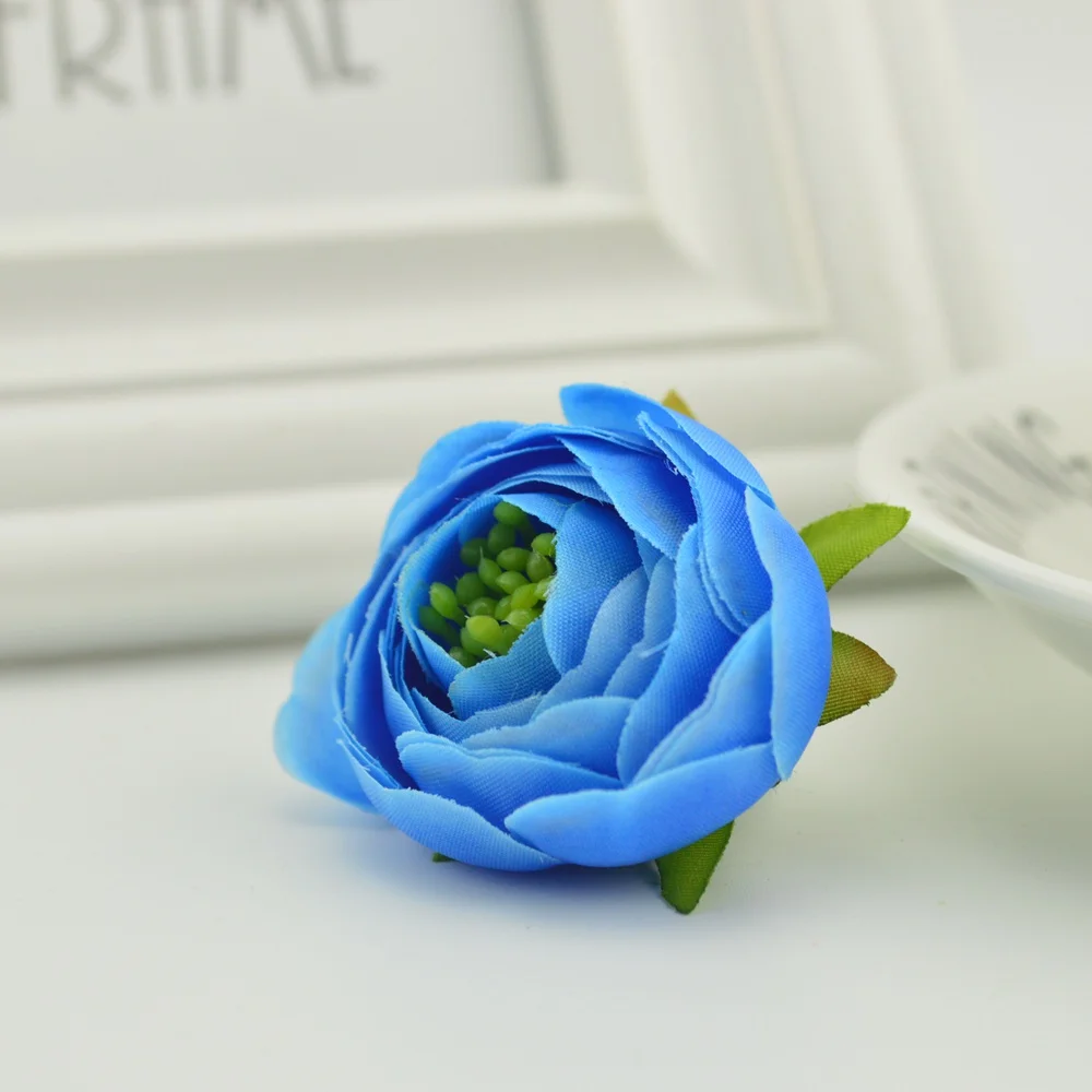 5 шт. шелковые Чайные розы тычинки для рукоделия дома Свадебные украшения, аксессуары diy букет невесты недорогие искусственные цветы - Цвет: dark blue
