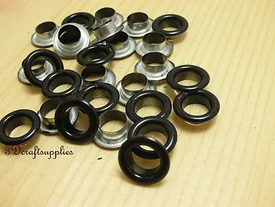 

eyelets metal with washer grommets black round 80 sets 8 mm T74B