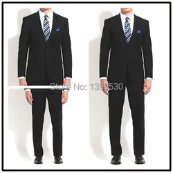 Одежда высшего качества 100% шерсть изготовление под заказ одноцветное темно-синий Нотч Двойной Vent две кнопки комплект из двух предметов