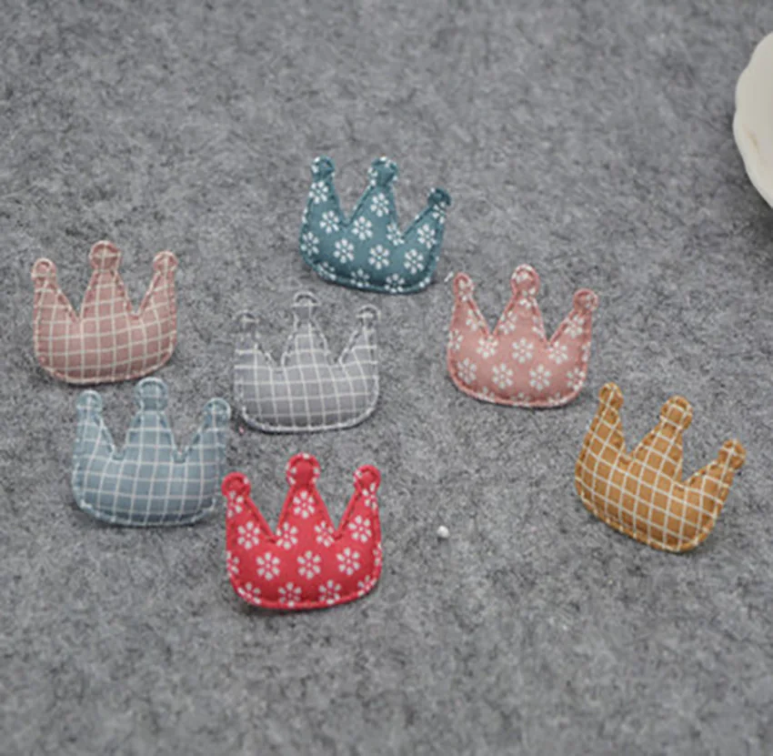 

3.8*3cm 50pcs/lot Brocade crown diy Padded Applique For Children cloth Headdress Accessories free shipping