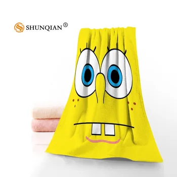 

New Custom SpongeBob Towel Printed Cotton Face/Bath Towels Microfiber Fabric For Kids Men Women Shower Towels JK123