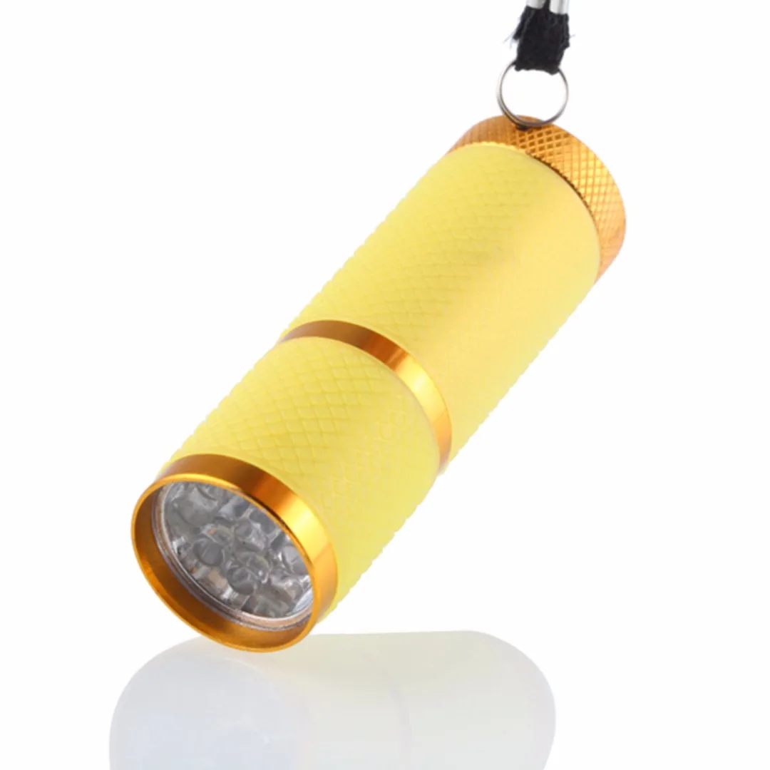 1 x Mini Portable Aluminum UV Torch 9 LED Night Light AAA Flashlight Pocket Lamp