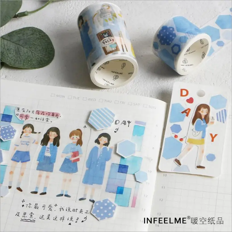 

6 pcs/pack girl's Good Life Bullet Journal Washi Tape Set DIY Scrapbooking Sticker Label Masking Tape School Office Supply