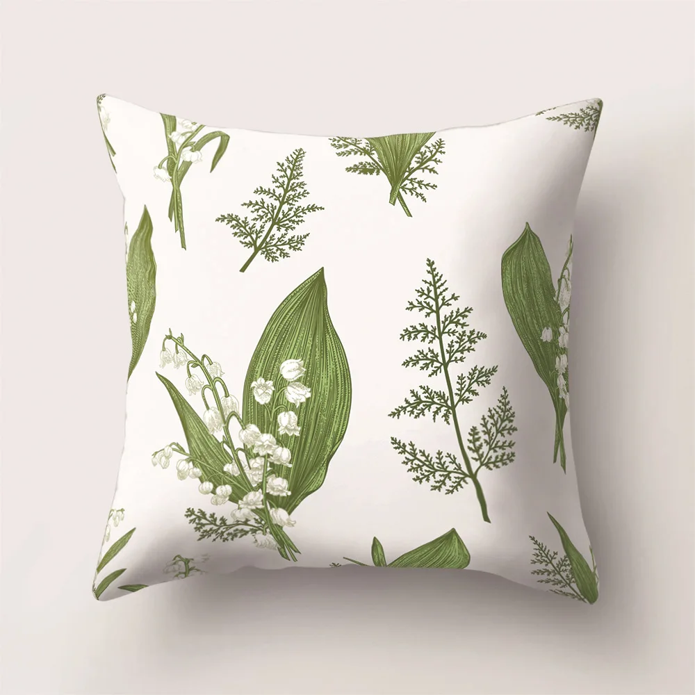 Наволочка для подушки с тропическим растением, зеленый лист, наволочка, полиэстер, 45*45, декоративная подушка для дома, наволочка