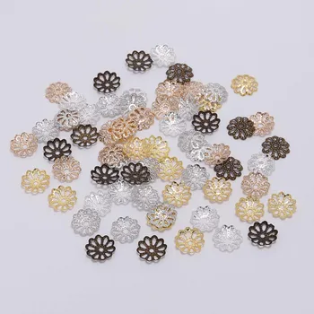 

200pcs/lot 7mm 9mm Gold Plated Bulk Metal Flower petal End Spacer Beads Caps Charms Bead Cups For Jewelry Making Supplies