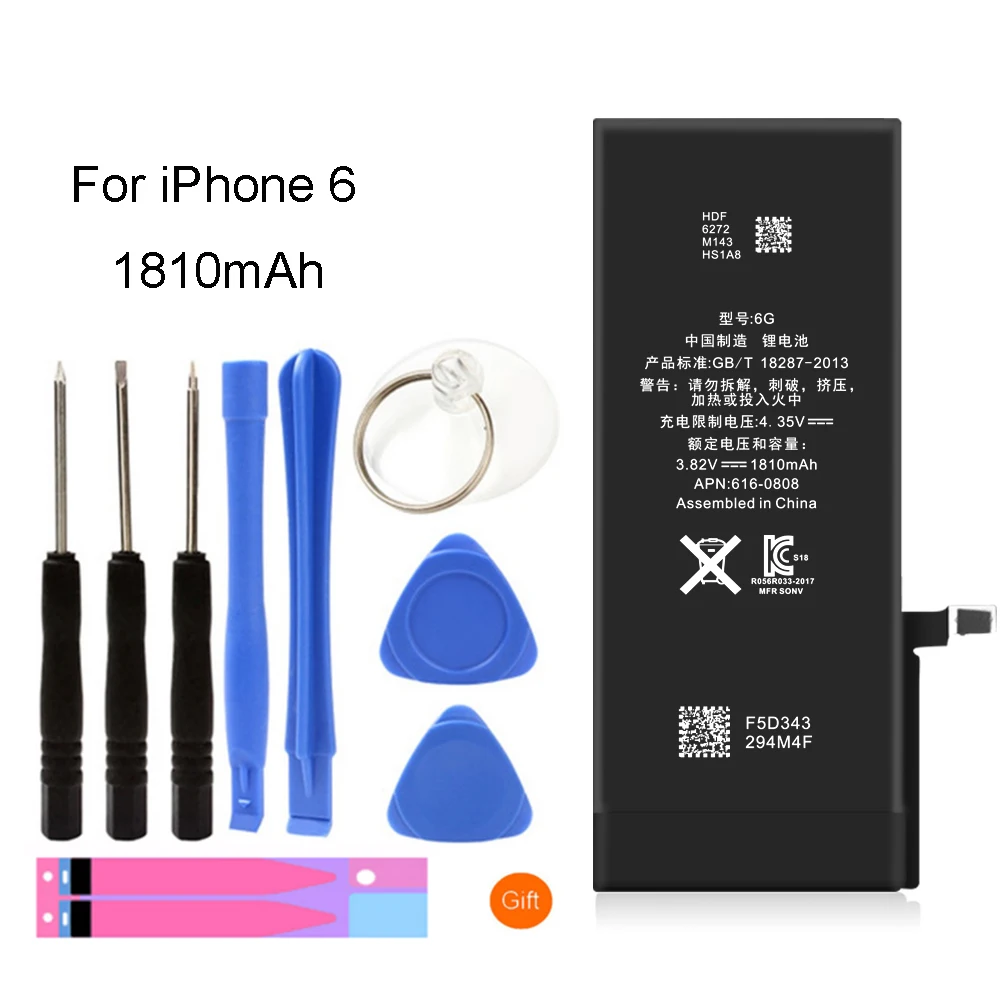 

YAPY mobile phone battery for iphone 6 real capacity 1810mAh replacement battery + free tools stickers