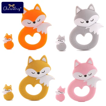 

2Pc/Set Silicone Mini Fox Beads Baby Toys Teethers Pacifier Pendant Silicone Fox Teether Tiny Rod Baby Teether For Let'S Make