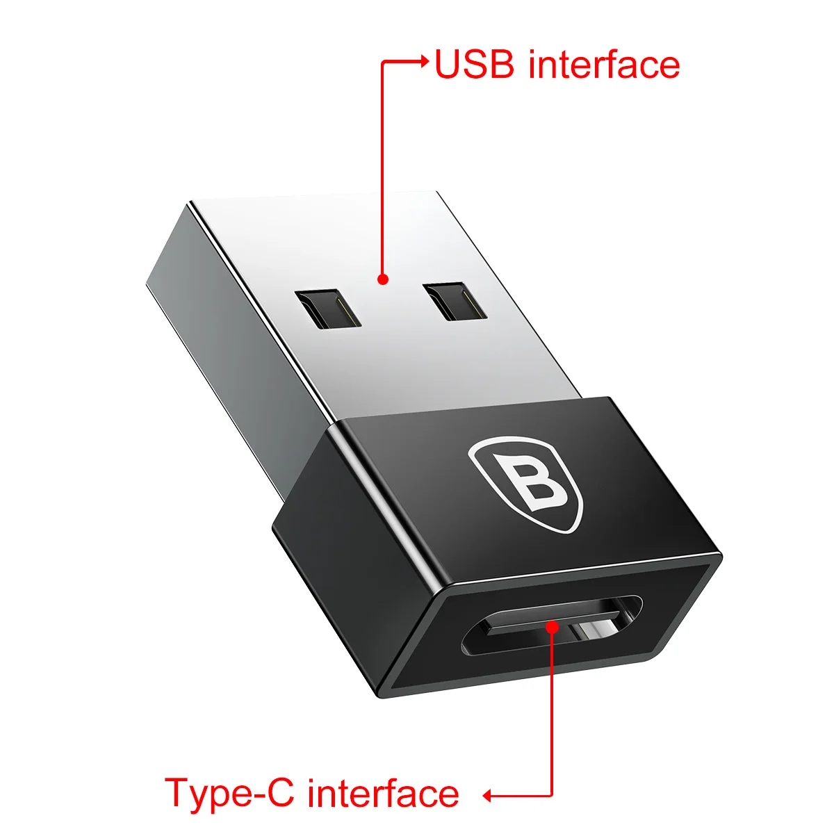 Baseus USB штекер для type C Женский OTG адаптер USB C конвертер для Xiaomi Nexus 5x6 p Oneplus 3 2 Macbook usb type-C кабель адаптер - Цвет: Black