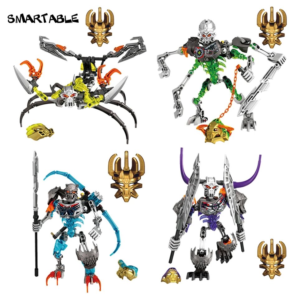 Smartable BIONICLE 4 шт./компл. череп воин слайсер Basher Скорпион фигурки строительные блоки