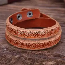 G93 оранжевый Exquisit тиснением 2-Обёрточная бумага плотная кожаный браслет манжеты женские