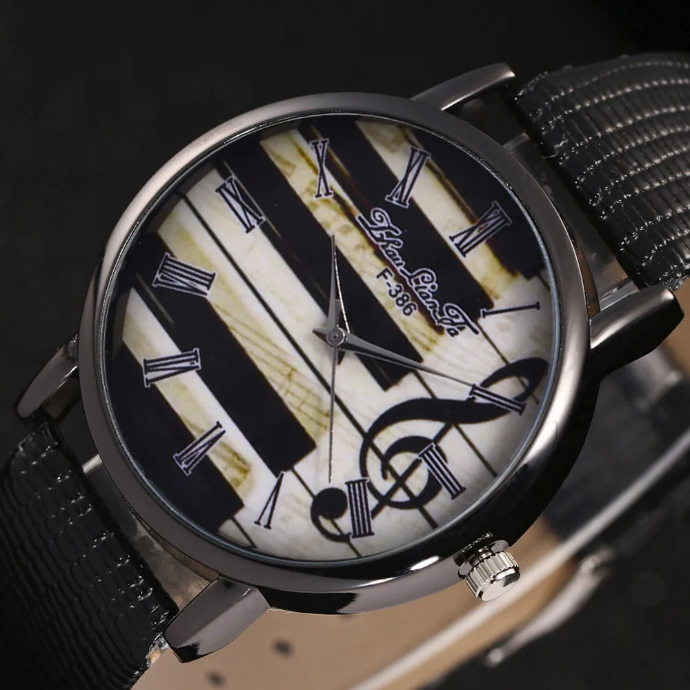 

New Watch Women Fashion Leather Band Piano Pattem Ladies Watch Luxury Exquisite Women's Watches Reloj Mujer Woman Watch 2018