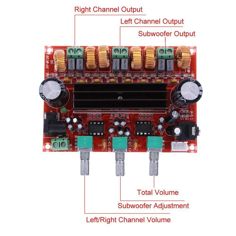 TPA3116D2 Плата усилителя 2,1 канала класса D Цифровой силовой аудио стерео усилитель модуль 2x50 Вт+ 100 Вт для аудио системы DIY динамики