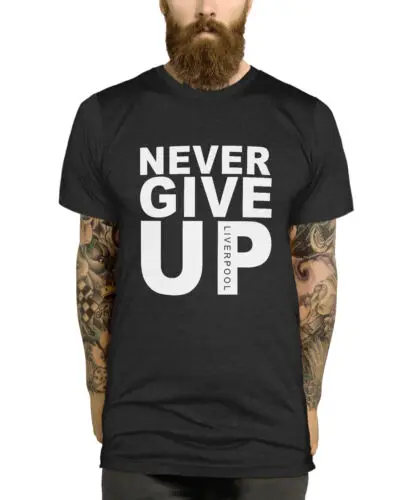 

Never Give Up Liverpool T-Shirt Champions Football Madrid Final Mo 2019 Salah Men T Shirt