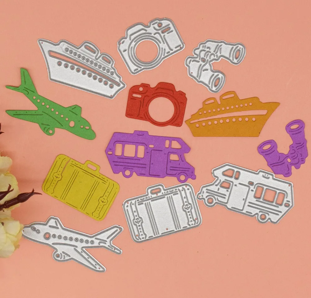 

Travel Stencils Transportation Metal Cutting Dies Stencils For DIY Scrapbooking Paper Cards Decorative Embossing Carft Dies