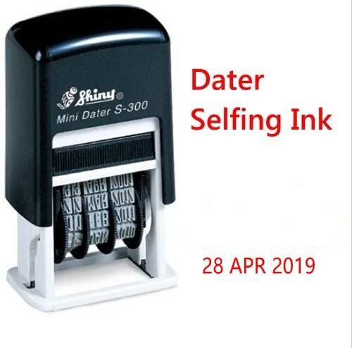 

Shiny S300 mini Self-Inking Rubber Mini Date Stamp Chop 3 ink colour black/blue/red 3MM