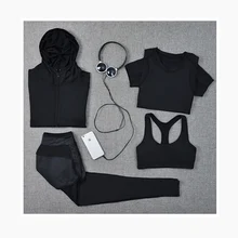 Комплект для йоги, спортивная одежда для фитнеса, сетчатая рубашка+ куртки+ штаны+ бюстгальтер, 4 шт., дышащие спортивные костюмы для бега и упражнений для женщин, спортивный костюм