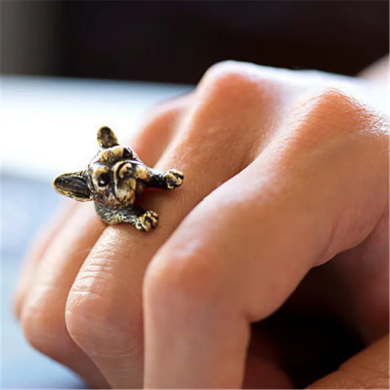 French Bulldog Ring Animal French Bulldog Ring New Arrival Men And Women Animal Wrap Rings