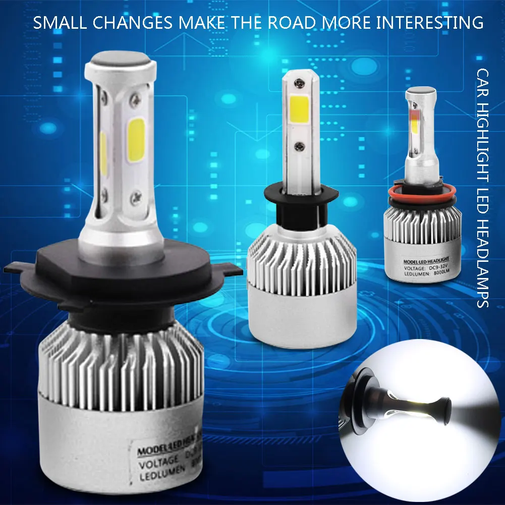 2 шт. автомобисветодиодный светодиодные лампы H1 H3 H4 H7 H8 H11 9005 9006 6500 лм|led bulb|led bulb coblamp