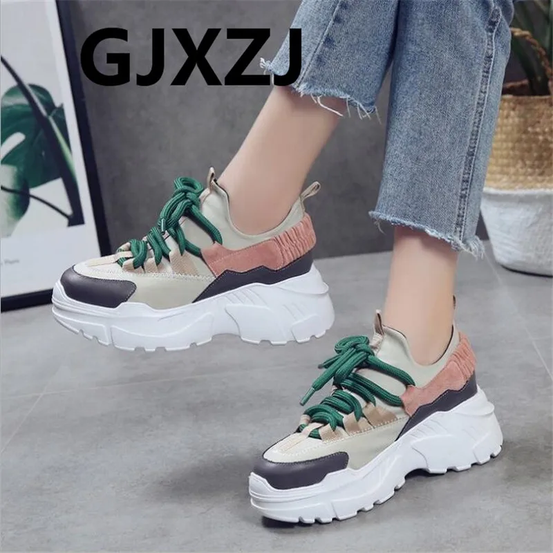 

Outdoor soft bottom breathable and comfortable spring new lace muffin Korean students wild thick net red women's shoes