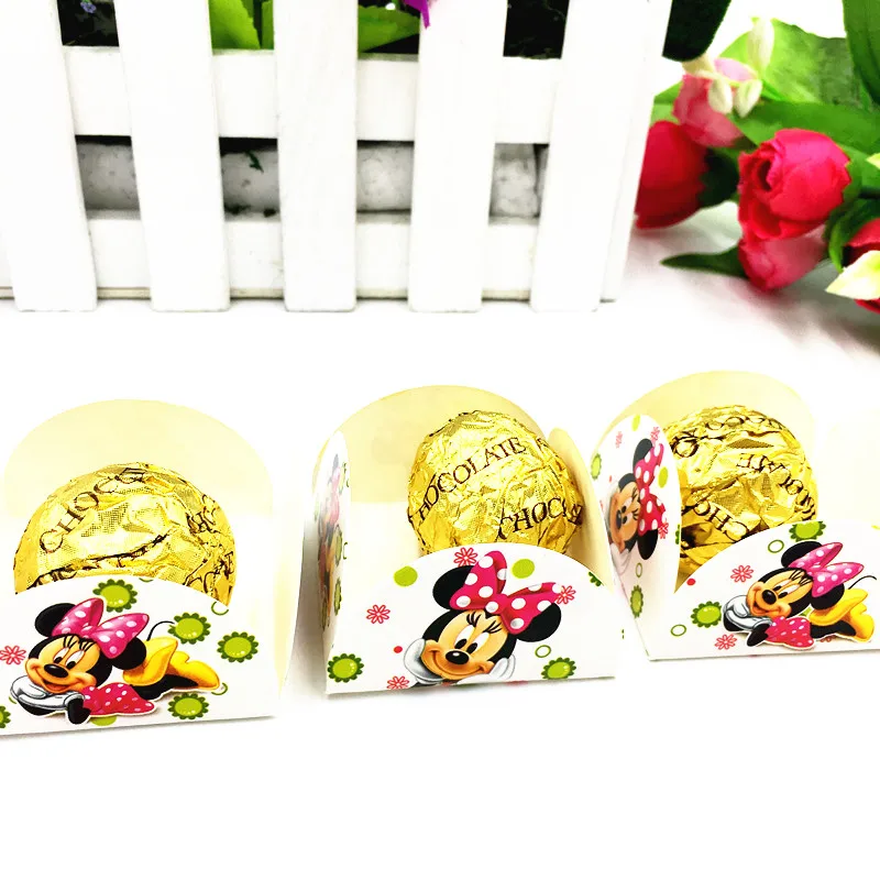 

10pcs/lot Minnie theme cupcake hold chocolate paper case Minnie theme cake wrappers chocolate box Minnie chocolate holder