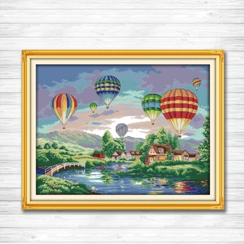 

Colorful balloons Counted Printed on canvas DMC 11CT 14CT Cross Stitch kits needlework Sets embroidery Nature Scenery Home Decor